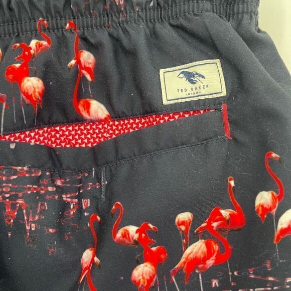 Ted Baker London Multicolor Flamingos Slim Fit Quick Dry Swim Trunks Size 6 - Picture 6 of 6